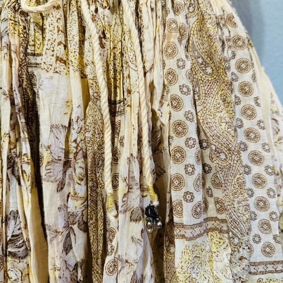 100% Cotton Short Circuit Skirt Size L Maxi Skirt Boho Floral Beaded Tassel - Picture 9 of 14